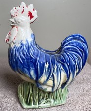 Vintage McCoy Pottery Rooster Planter 1957 Cope Designed Blue 8" Clearly Marked