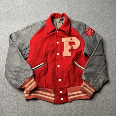 Vintage Don Lewis Varsity Jacket Mens 40 Letterman Wool Leather Made in USA 50s