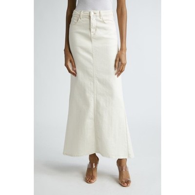 NWT L'Agence Kailani Mermaid Denim Skirt sz 26 Macadamia Neutral Preppy Modest
