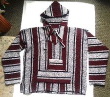 Mexican Baja Hoodie womens Woven Poncho Pullover Sweater hooded outdoor adult