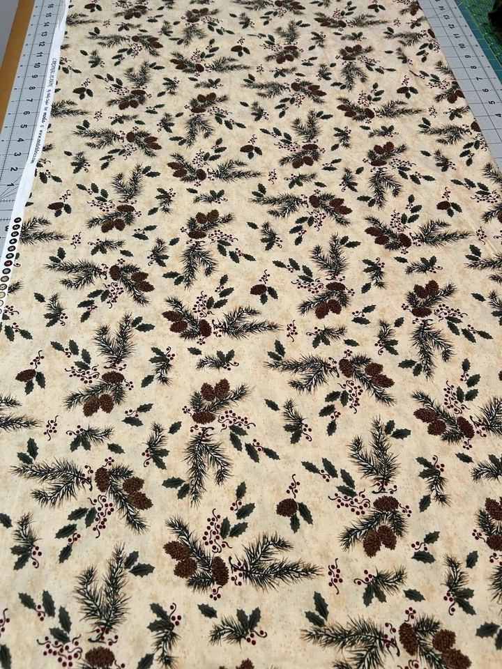Cardinal Season by Holly Taylor Moda Holiday Pinecones Leaves Fabric BTY Sewing - Image 4 of 4