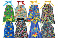 NEW Child's HANDMADE Aprons 2 Pockets Tie Closures Multi Color Print 100 Cotton