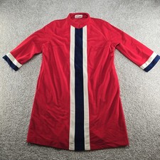 Vintage 70s Vanity Fair Velour Red House Coat Robe Mod Zip Up Size 18