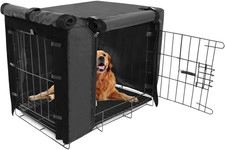 Dog Crate Cover, Double Door Breathable Crate Cover, 42 inches, Black
