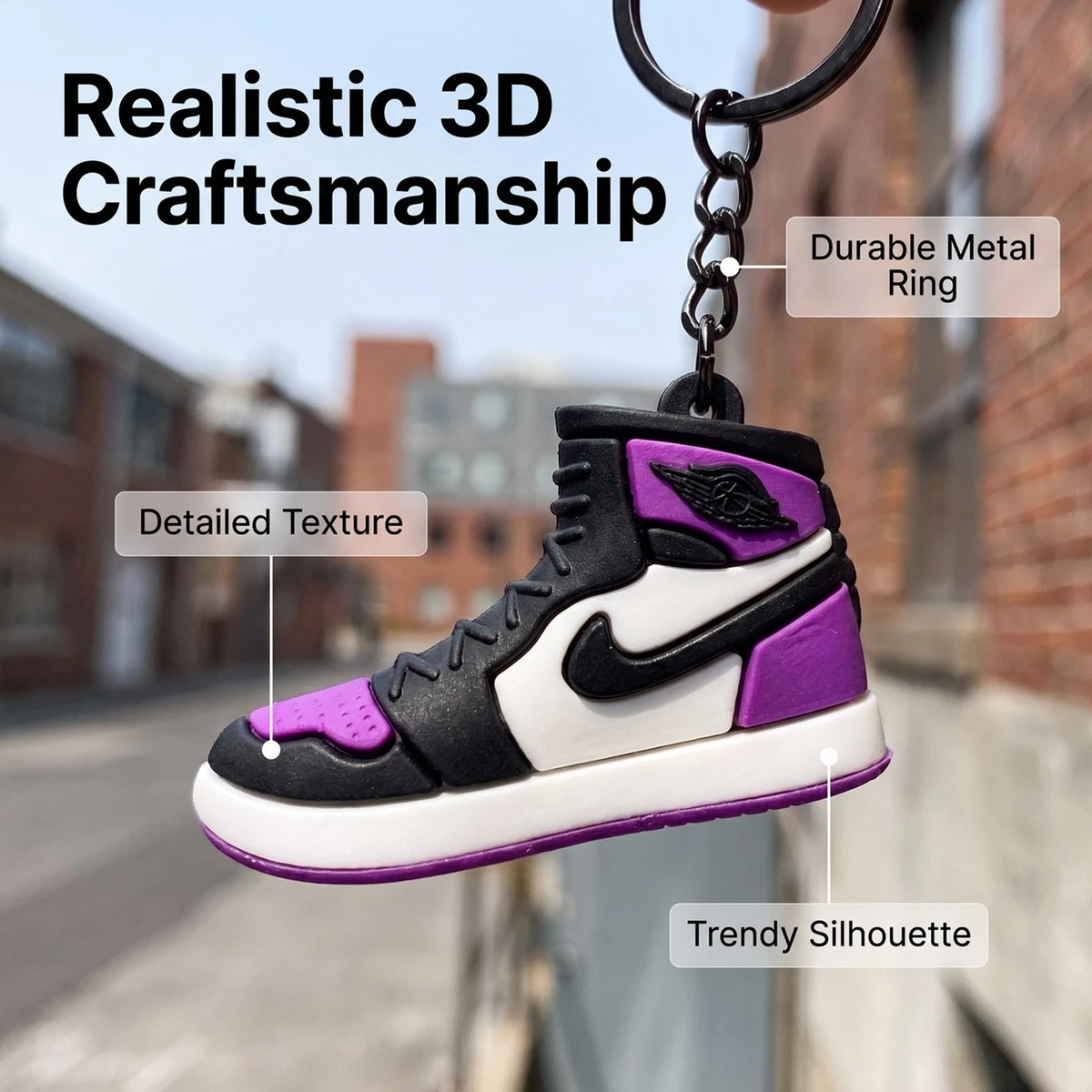 6 Pcs Nike Air Jordan Shoe Keychain 3D Trendy Mini Sneaker Charm Gift
