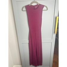 Quince Tencel Rib Knit Tank Midi Dress Wine Size S Sleeveless