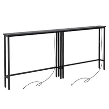 9.4" Narrow Console Sofa Table with Power Outlets and USB Ports Long Couch Table