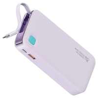 Usams Powerbank 10000 Mah PD 20W Mit Usb-C-Zugkabel, Lila