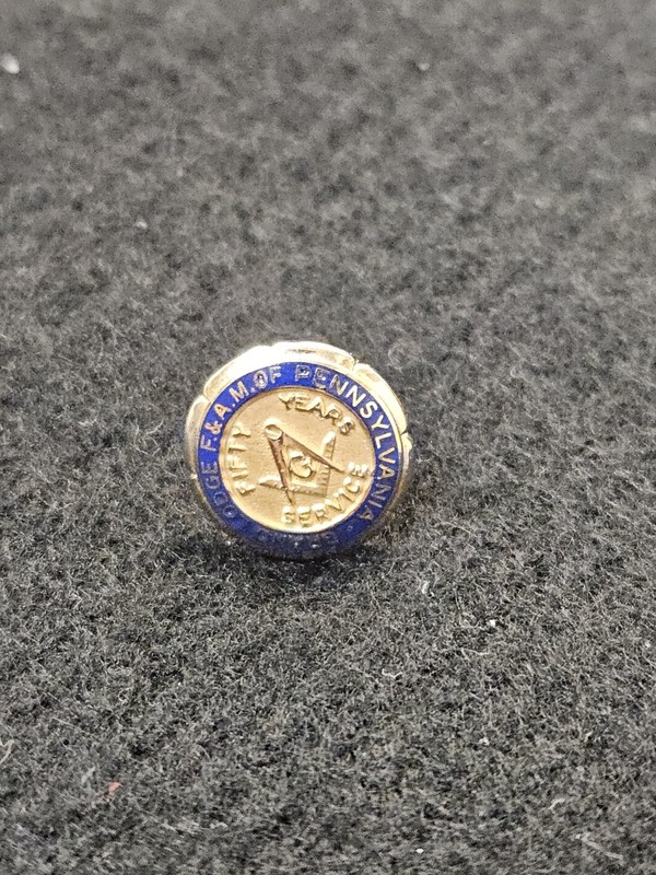 1/10 10K G.F. Grand Lodge F & AM Of PA 50 Yr Service Pin