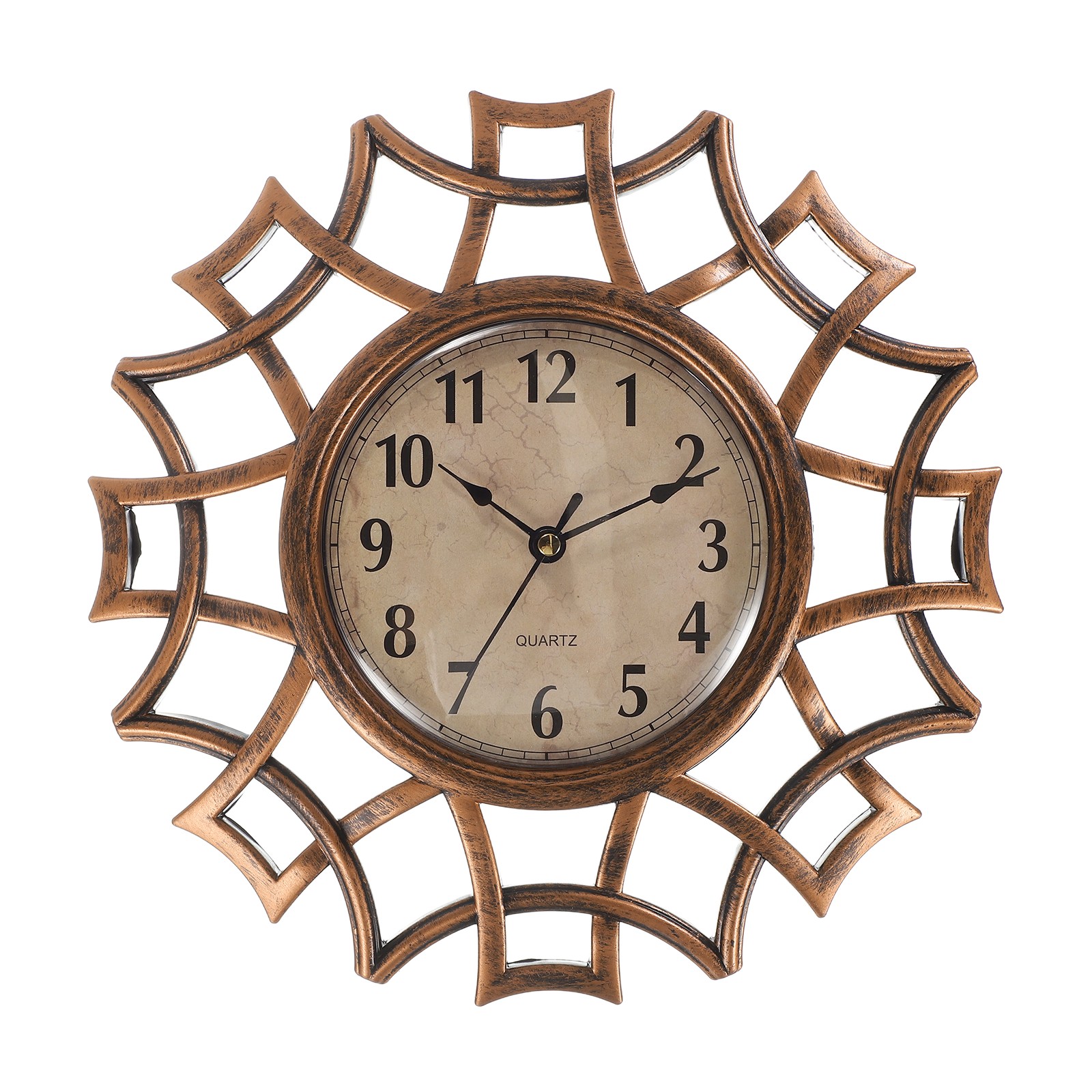10 Inch Outdoor Wall Clock Waterproof Garden Clock Floral Lace Bronze Tone