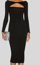 SER.O.YA Women's Black Irene Cut-Out Midi Dress Size M MSRP 238