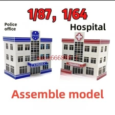 1:87/64 Scale Diorama Railroad Layout Police Station Hospital Building Model New