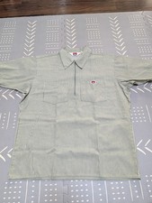 Rare Ben Davis Men's Green Stripe Half Zip Work Shirt Size Large Vintage USA