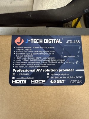 J-Tech Digital Matrix Extender JTD-435 4K 60Hz 7 HDBaseT Dual-HDMI New 