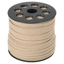 Suede Lanyard String with Roll Spool 5 mm 50 Yard, Flat Microfiber Cord, Khaki