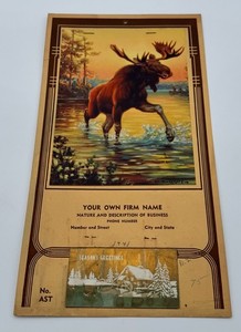 Vintage 1941 Calendar Salesman Sample When Seconds Count Moose Wildlife Print
