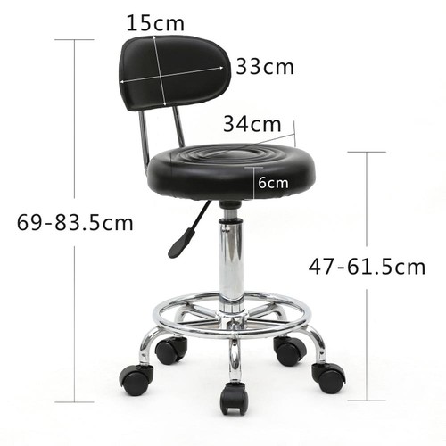 Height Adjustable Hydraulic Rolling Swivel Stool Spa Salon Chair w/ Back Rest