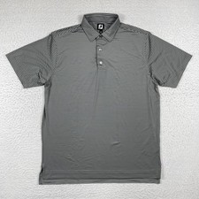 Footjoy Polo Shirt Mens Large Gray Striped FJ Golf Preppy Casual Vacation Travel