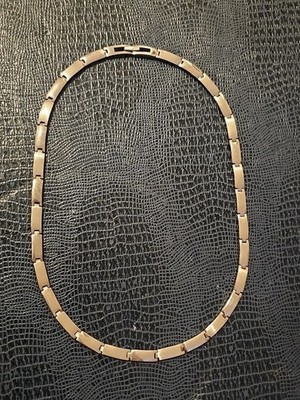 Vintage Sterling Silber Statmenthalskette, Länge 46,5cm,Gliederkette, Breite 7mm