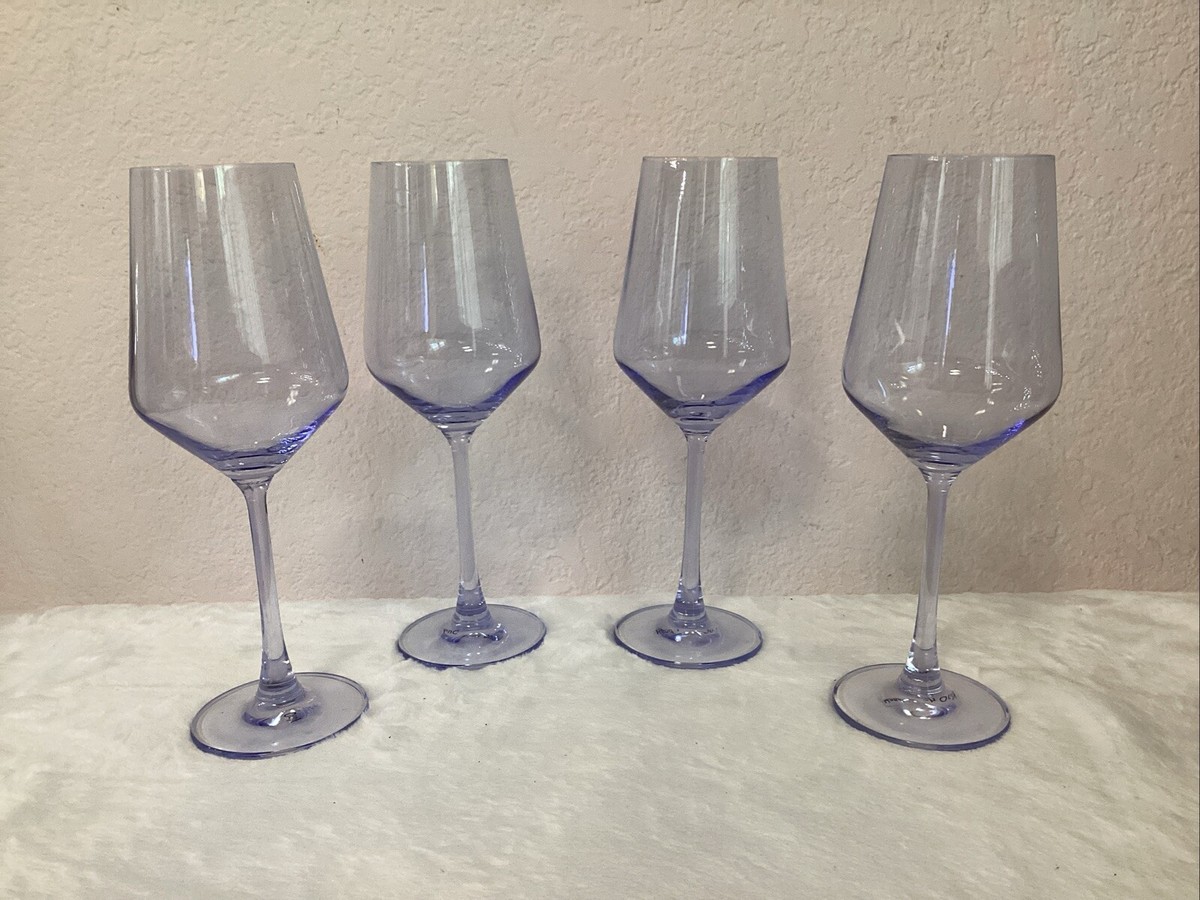 Lilac Wine Glasses - 12 oz Hand Blown Italian Style Crystal Bordeaux - Set  of 4
