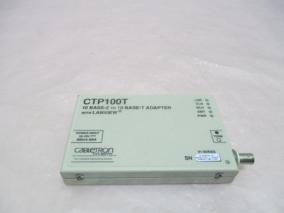 Cabletron CTP100T, 10 Base-2 to 10 Base-T Adapter w/ LANVIEW. 420036