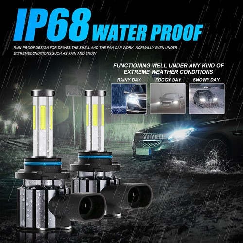 Kit de bombillas de faros LED 9006 HB4 6 lados haz bajo 6000K 1800000LM luces blancas 2X - Imagen 9 de 12