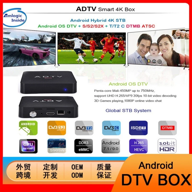 FOR Android TV BOX smart network player set-top OTT+DVB-T2S2ISDBATSC DTMB - Image 3 of 4