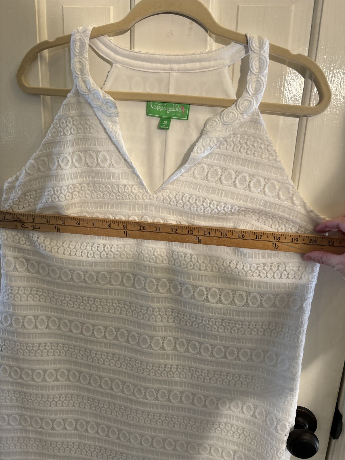 Pappagallo White Eyelet Polyester Lined Shift  Dr… - image 10