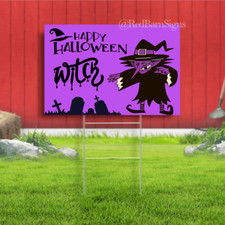 Happy Halloween scary witch yard sign