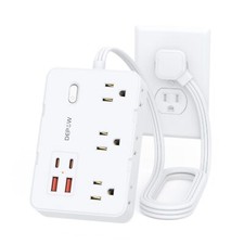 Surge Protector Power Strip with Flat Plug, 3 FT Extension Cord with 6 AC
