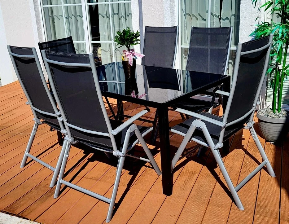 Sitzgruppe POETTO 6 Personen Aluminium Gartenmöbel Tisch Stühle Terrasse Stuhl - Bild 2 von 4