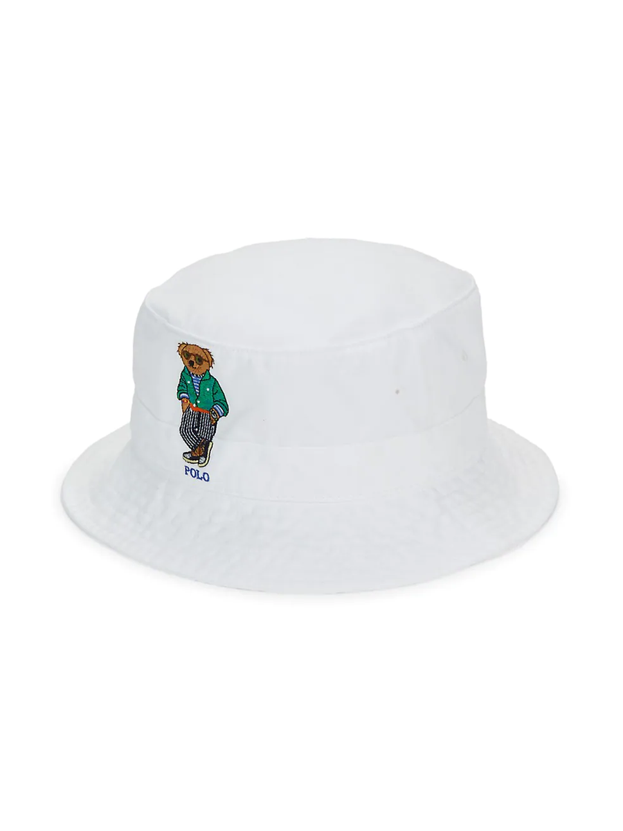 ☆POLO RALPH LAUREN☆ Cotton Bucket Hat Milk MAPOHGS0J421728 Polo Ralph Lauren Polo Bear Cotton Bucket Hat NWT Size Large