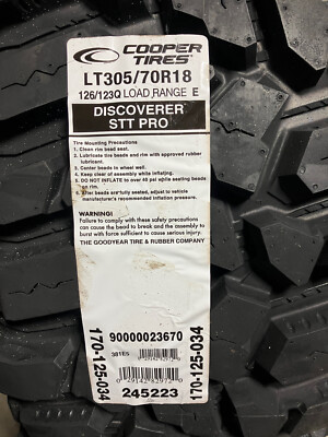 4 New LT 305 70 18 LRE 10 Ply Cooper Discoverer STT Pro Mud Tires