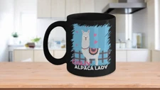 Alpaca Mug - Crazy Alpaca Lady Mug - Funny Llama Coffee Black Cup Gift For Women