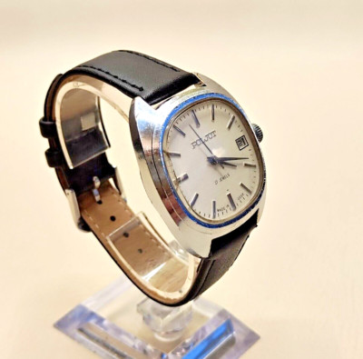 Poljot 2614.2H men's mechanical wristwatch 17 stones white dial date indicator