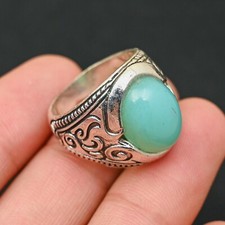 Aquamarine Men's Ring 925 Sterling Silver Handmade-Statement Ring All Size-BJ135