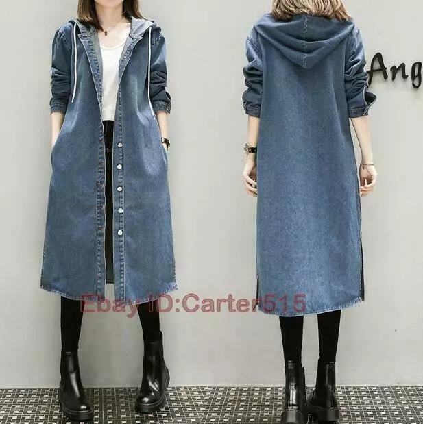 Plus size hotsell long denim coat
