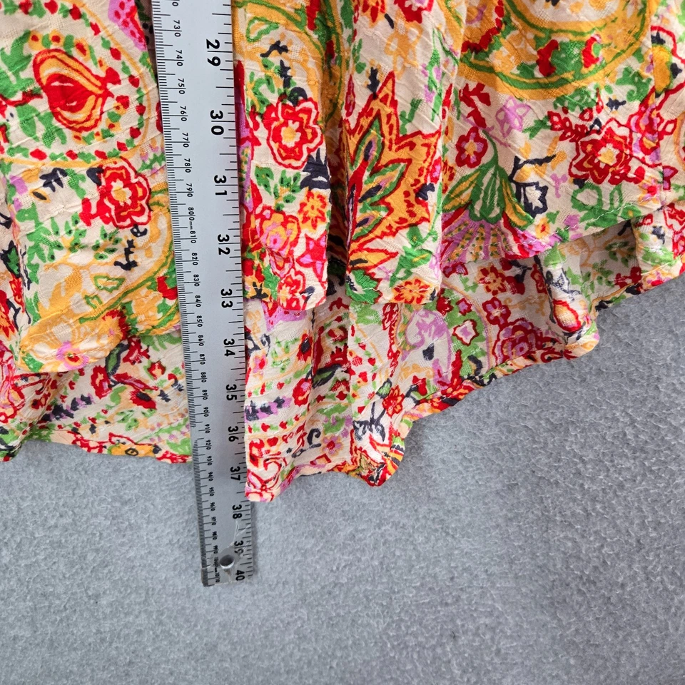 Falda Cynthia Rowley Mujer XL Amarilla Floral Maxi Línea A Cordón Calado Foto 4 de 4