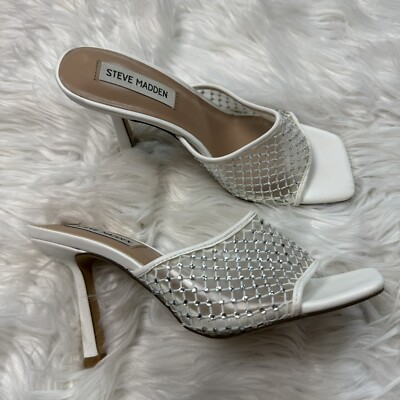 Steve Madden Mesh Rhinestone Sandal Heel, Fashion Trendy Stilleto, 7M