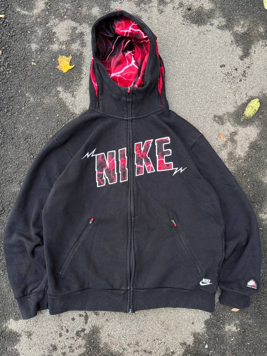 VINTAGE NIKE SPELL OUT ZIP UP HOODIE SIZE M Black Special Edition