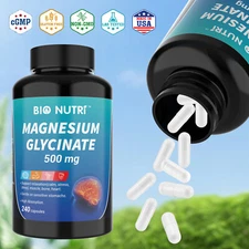 Magnesium Glycinate 500mg 240 Capsules For Improved Sleep Stress Anxiety Relief