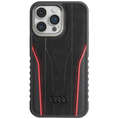 Audi iPhone 14 Pro Max Hülle Case Cover MagSafe R8 Serie Genuine Leather black