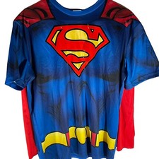 Superman Costume Child Large Short Sleeve Shirt Detachable Cape DC Comics