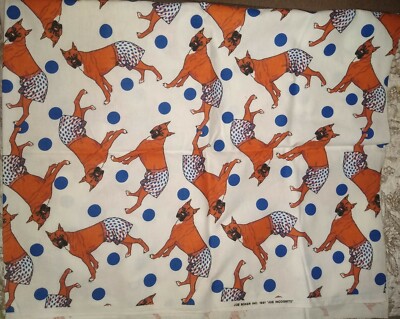 VINTAGE 1991 White w/ Blue Polka Dot Joe Boxer ''JOE INCOGNITO'' FLANNEL Fabric 