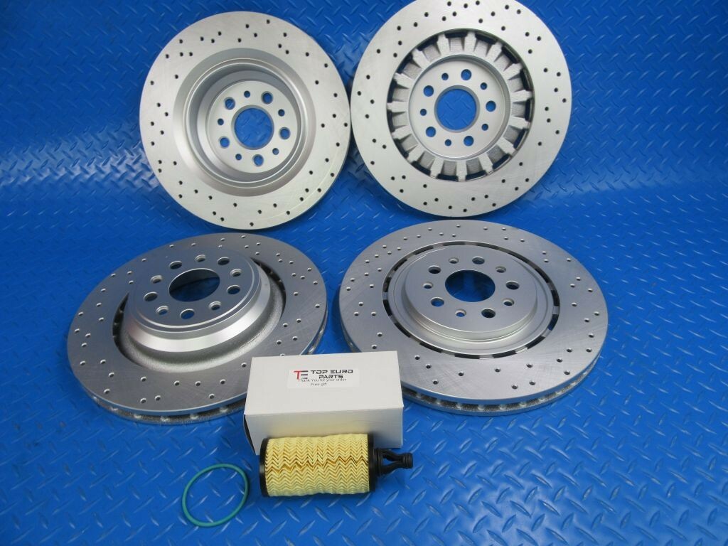 Maserati Ghibli S Sq4 Quattroporte front rear brake rotors FREE OIL FILTER #7344