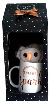 Tasse & Stofftier Eule Set - Bright Spark - Abschlussgeschenk - Brandneu
