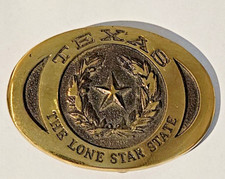 Vintage Brass Texas Belt Buckle Lone Star State Heritage Mint Collection 1977