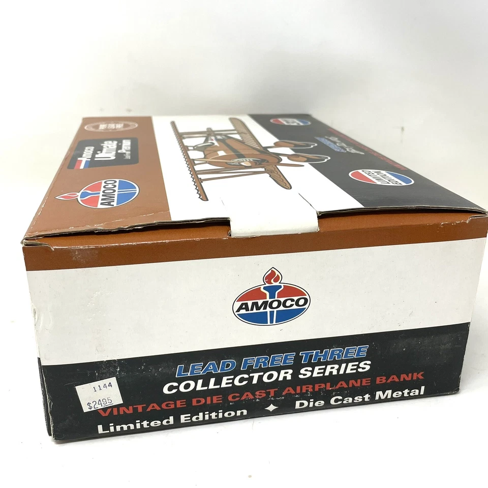 Banco de avión biplano Amoco Ultimate Premium Stearman 1993 vintage fundido a presión Foto 3 de 4