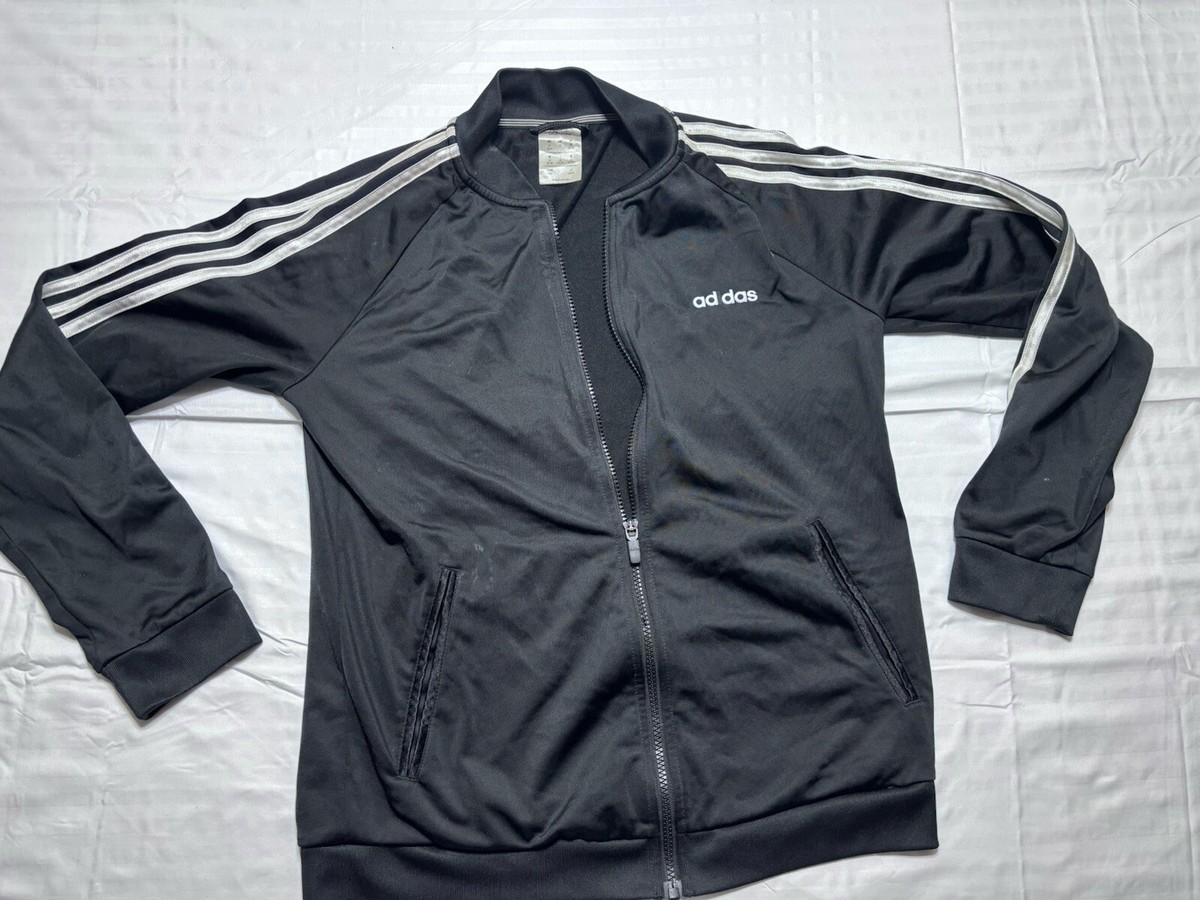 Women's Adidas Jacket Size M Black Three Stripe Full Zip Women's Adidas Jacket Size M Black Three Stripe Full Zip