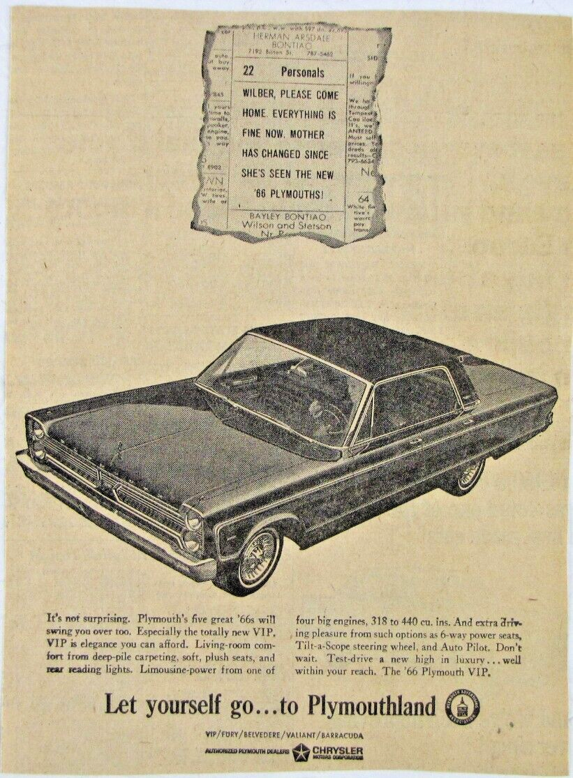 Vintage automobile Print car ad 67 Plymouth Fury Classic Ride Golf game  1966 ad